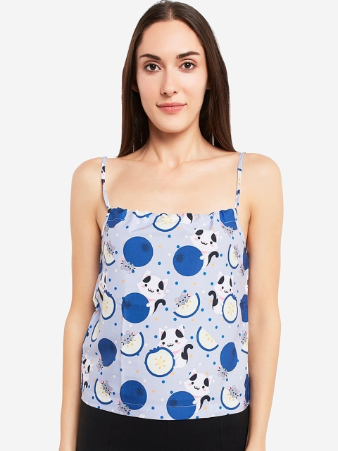 

Smarty Pants Women Blue & White Conversational Print Top