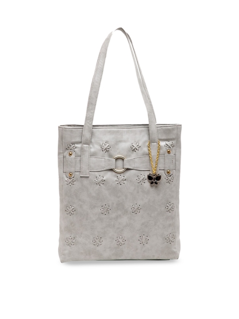 

Butterflies Women Grey Textured Tote Bag