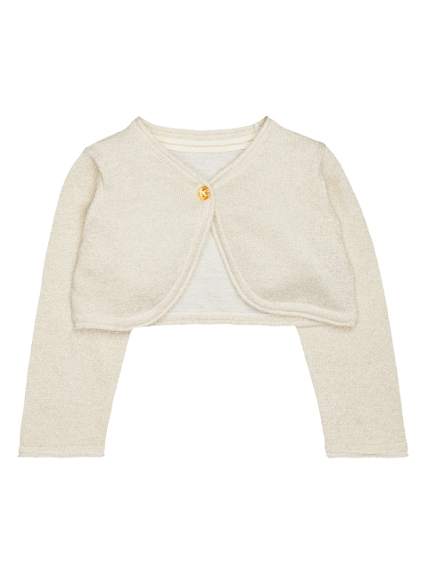 

mothercare Girls Cream-Coloured Solid Open Front Shrug