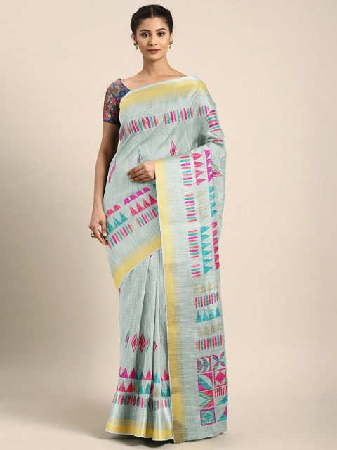 

KALINI Grey & Pink Silk Blend Printed Kota Saree