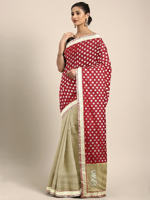

KALINI Maroon & Beige Nylon Woven Design Saree