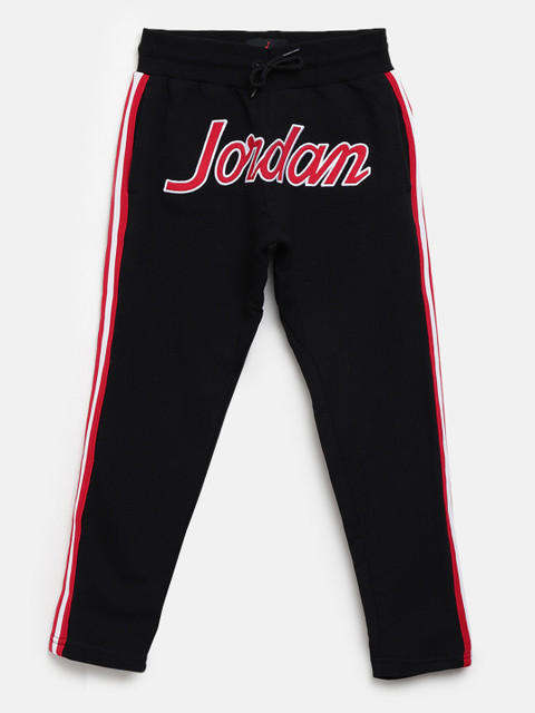 

Jordan Boys Black & Red Brand Logo Applique French Terry Sports Track Pants