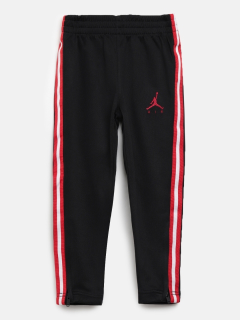 

Jordan Boys Black & Red Dri-Fit Jumpman Sports Track Pants with Side-Striped Detail