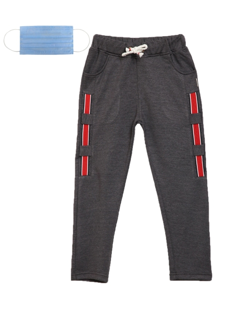 

Lil Tomatoes Boys Grey Textured Straight-Fit Track Pants