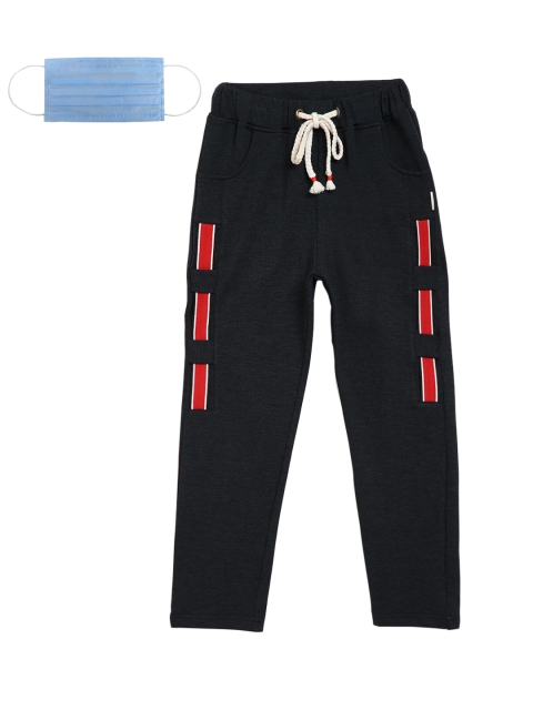 

Lil Tomatoes Boys Black Textured Straight-Fit Track Pants
