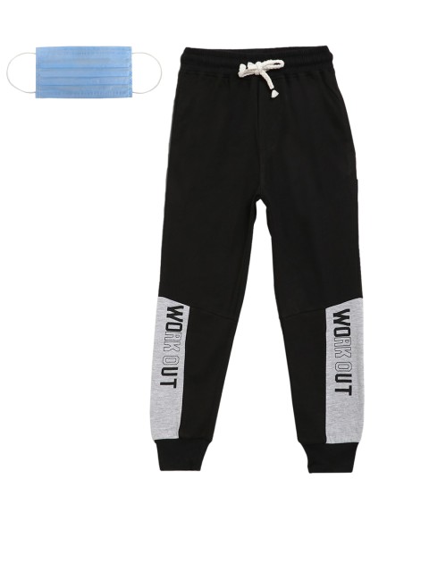 

Lil Tomatoes Boys Black Grey Colourblocked Straight-Fit Joggers