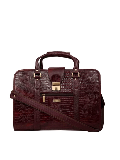 

SCHARF Unisex Coffee Brown Croc Textured 15' Leather Laptop Bag