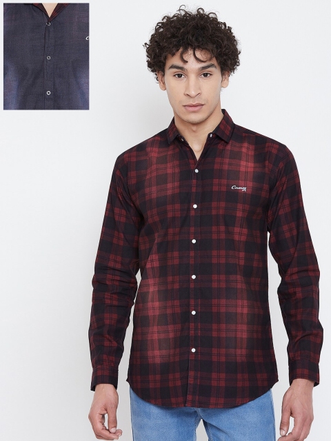 

Camey Men Red & Black Reversible Regular Fit Checked Casual Shirt