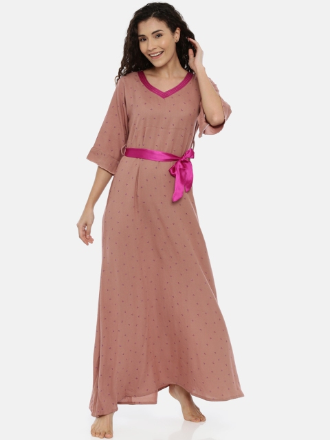 

GOLDSTROMS Peach-Coloured Solid Nightdress