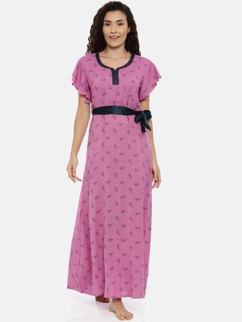 

GOLDSTROMS Pink & Navy Blue Printed Nightdress