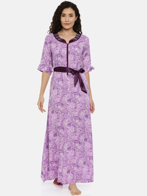

GOLDSTROMS Purple Printed Nightdress With Belt