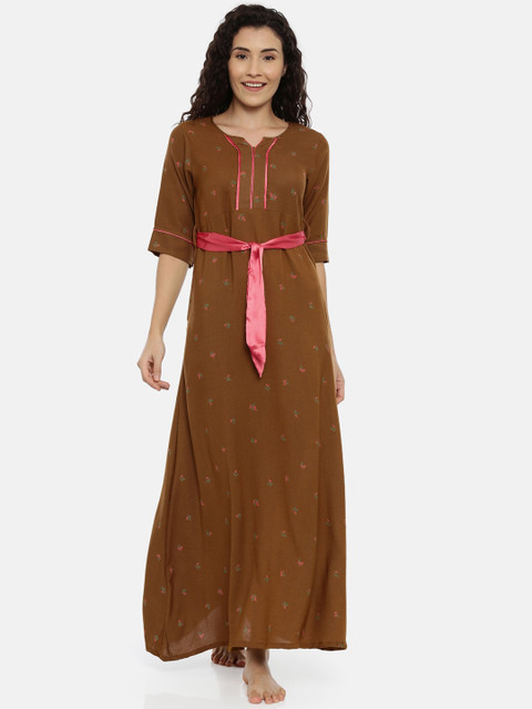 

GOLDSTROMS Brown Printed Nightdress With Belt
