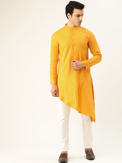 

Molly & Michel Men Yellow Solid Straight Kurta