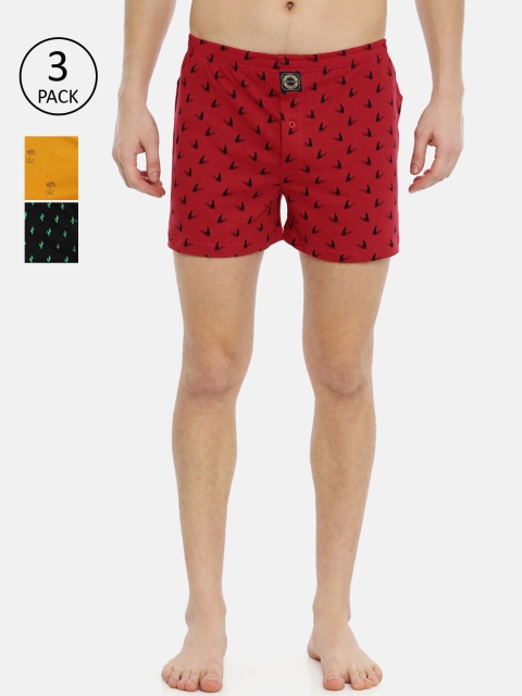 

Joven Men Pack Of 3 Printed Pure Cotton Boxers JB3K-CTPTSF, Black