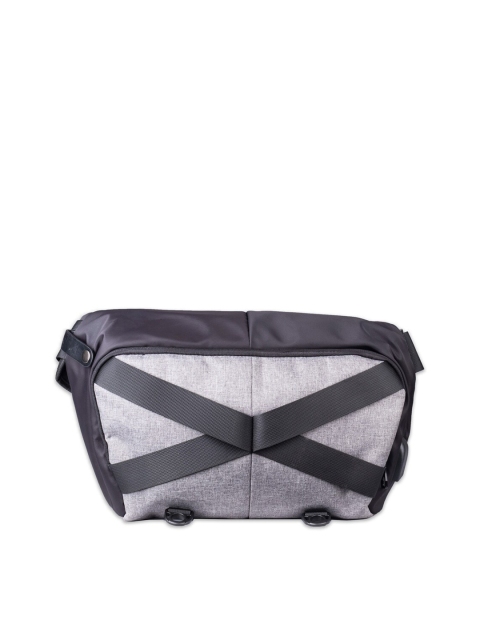 

scarters Unisex Grey & Navy Blue Solid Crossbody Backpack with USB Charging Cord
