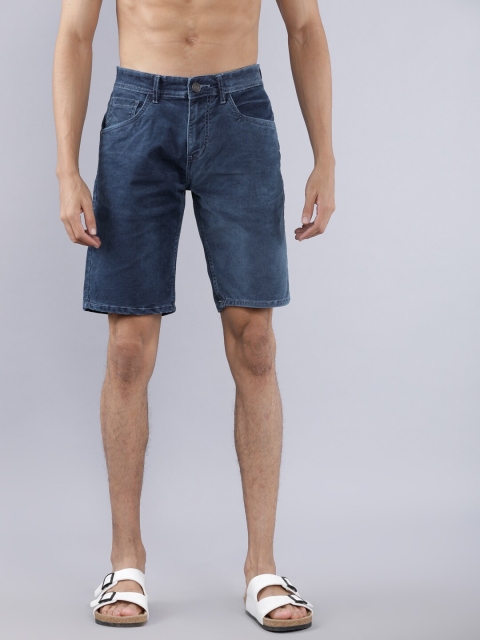 

HIGHLANDER Men Blue Solid Slim Fit Denim Shorts