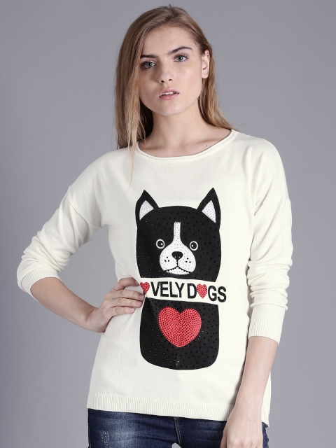 

Kook N Keech Women Off-White Printed Sweater