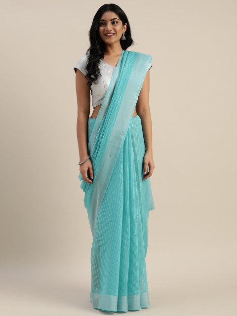 

Mitera Blue Striped Jute Cotton Saree