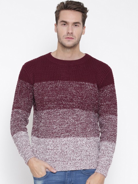 

Kook N Keech Maroon & Off-White Colourblocked Sweater