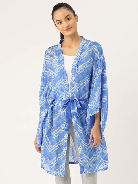 

Catnap Women Blue & White Chevron Print Kimono Robe