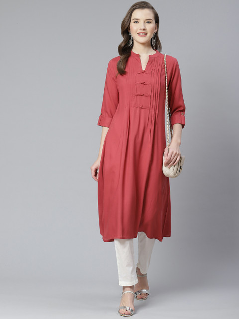 

Shree Women Maroon Solid A-Line Kurta