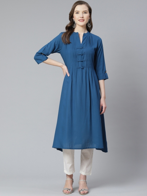 

Shree Women Blue Solid A-Line Kurta