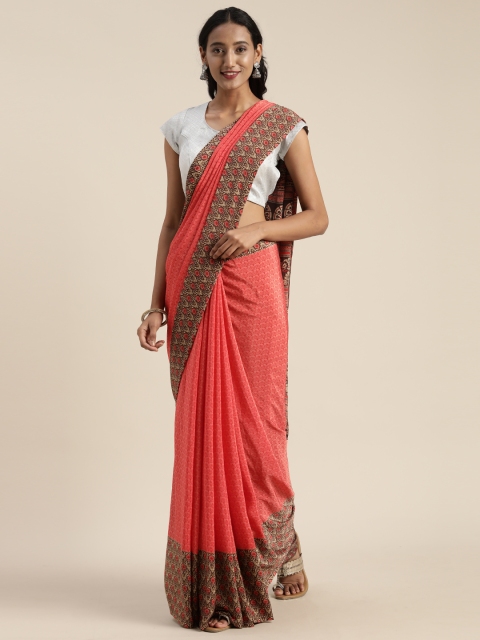 

Satrani Pink & Beige Pure Crepe Printed Saree