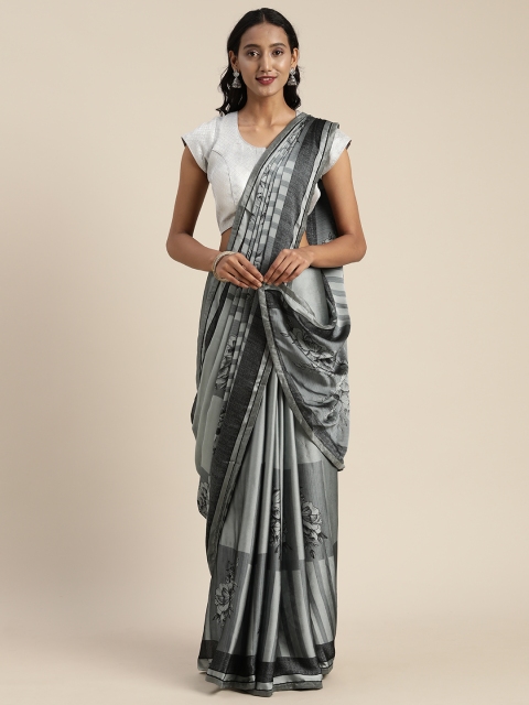 

Satrani Grey & Black Pure Chiffon Printed Saree