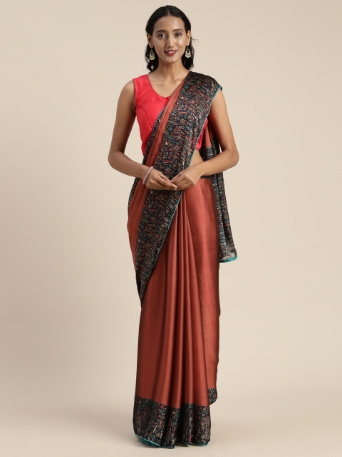 

Satrani Brown Solid Pure Chiffon Saree