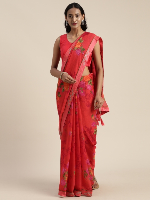

Satrani Red Printed Pure Chiffon Saree