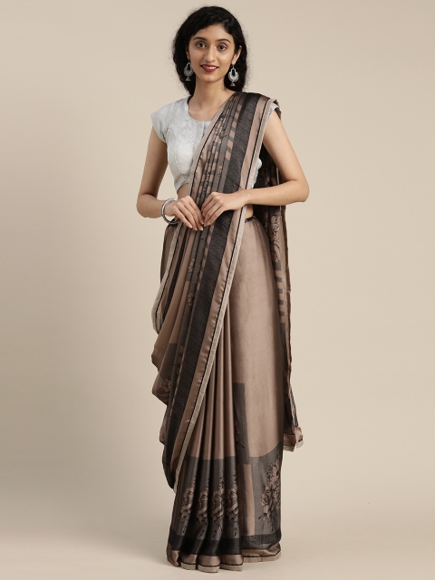 

Satrani Brown & Black Pure Chiffon Printed Celebrity Saree