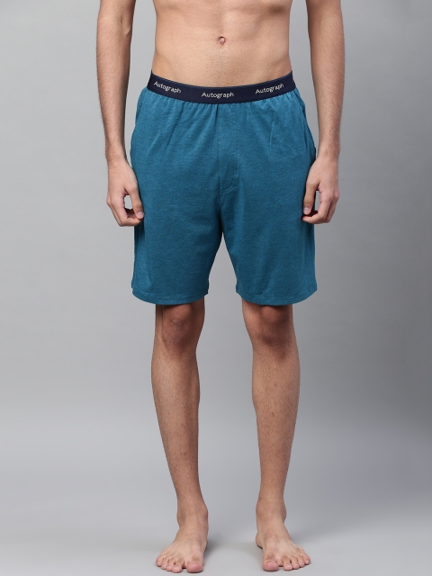 

Marks & Spencer Men Teal Blue Mid-Rise Solid Lounge Shorts