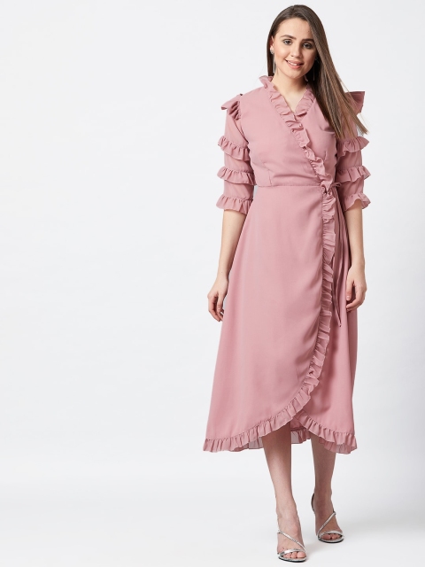 

PANIT Women Pink Solid Wrap Dress