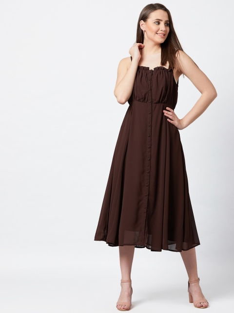

PANIT Women Brown Solid Empire Dress