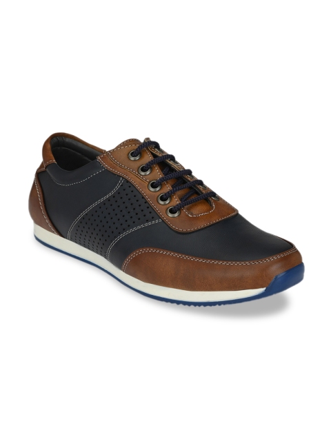 

Ferraiolo Men Navy Blue & Tan Brown Colourblocked Sneakers