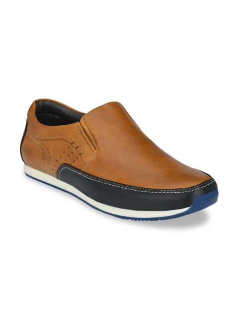 

Ferraiolo Men Tan Brown & Navy Blue Colourbloked Slip-On Sneakers