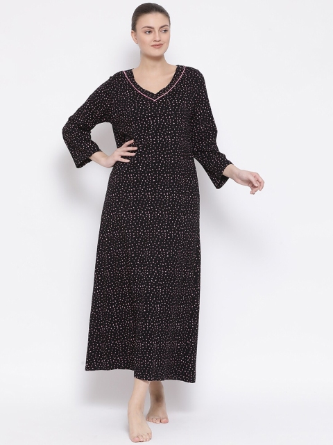 

Kanvin Women Black & Pink Printed Nightdress