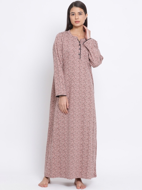 

Kanvin Dusty Pink & Black Abstract Print Maxi Nightdress