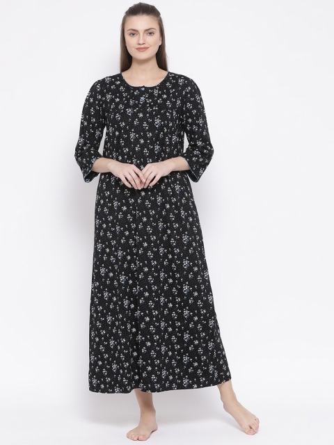 

Kanvin Black & White Ditsy Floral Print Maxi Nightdress