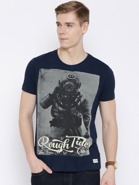 

Flying Machine Navy Printed T-shirt, Navy blue