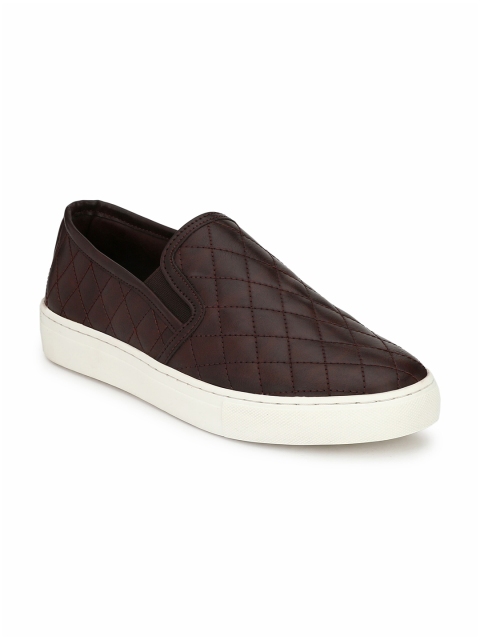 

Rodolfo Darrell Men Coffee Brown Quilted Slip-On Sneakers