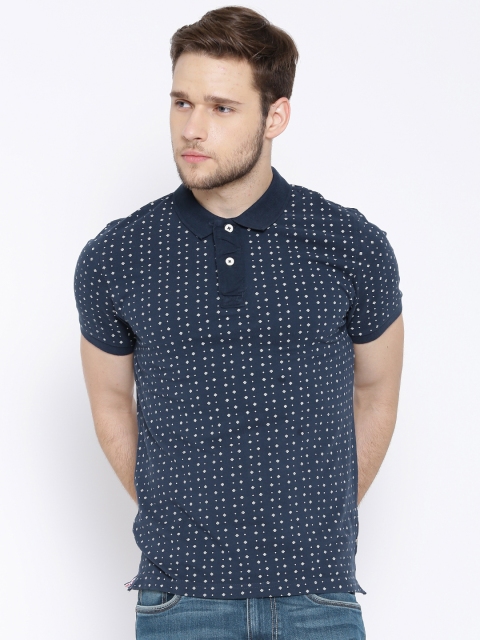 

Flying Machine Navy Micro Print Polo T-shirt, Navy blue