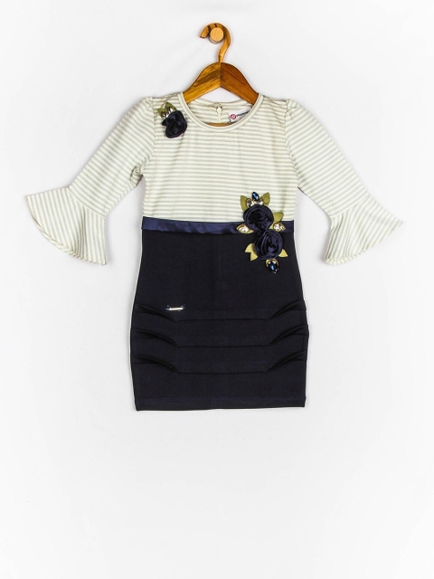 

Peppermint Girls Navy Blue Colourblocked Sheath Dress