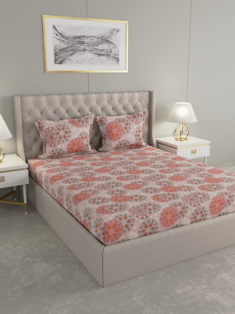 

Raymond Home Pink & Maroon Ethnic Motifs 104 TC Cotton 1 Queen Bedsheet with 2 Pillow Covers