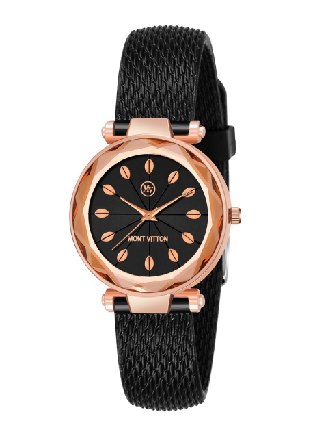 

MONTVITTON Women Rose & Black Analogue Watch MV11072