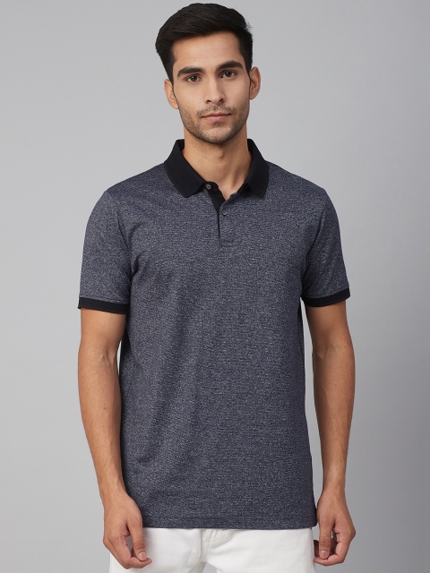 

Marks & Spencer Men Navy Blue Self Design Polo Collar T-shirt