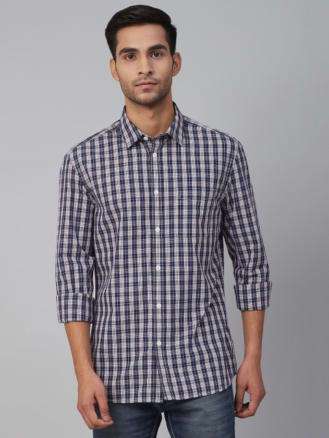 

Marks & Spencer Men Navy Blue & White Regular Fit Checked Casual Shirt