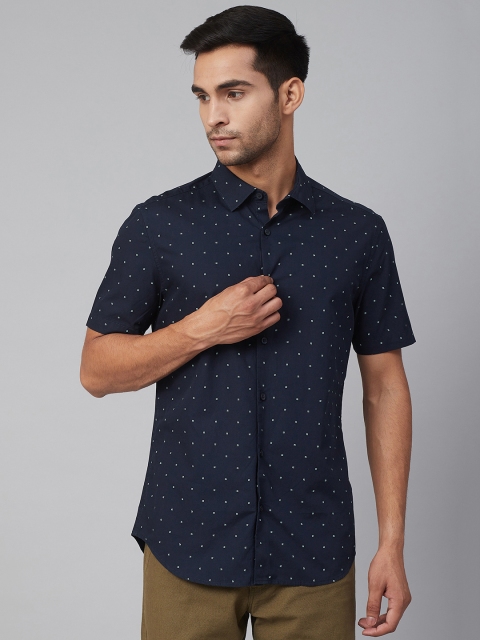 

Marks & Spencer Men Navy Blue & White Regular Fit Printed Casual Shirt