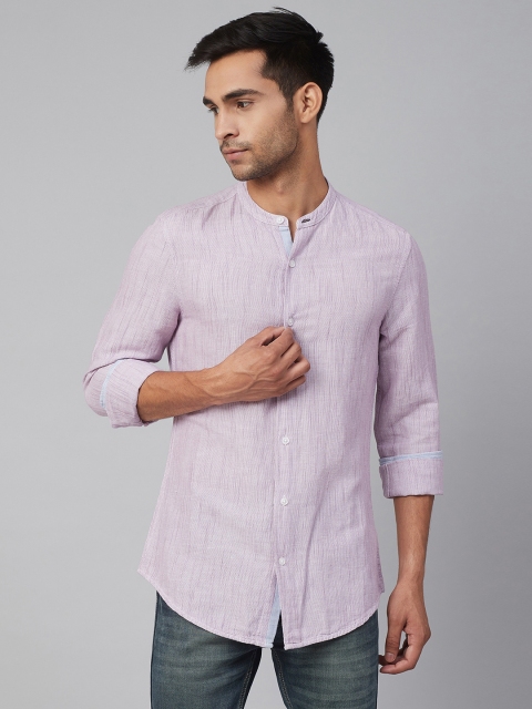 

Marks & Spencer Men Lavender Slim Fit Self Design Casual Shirt