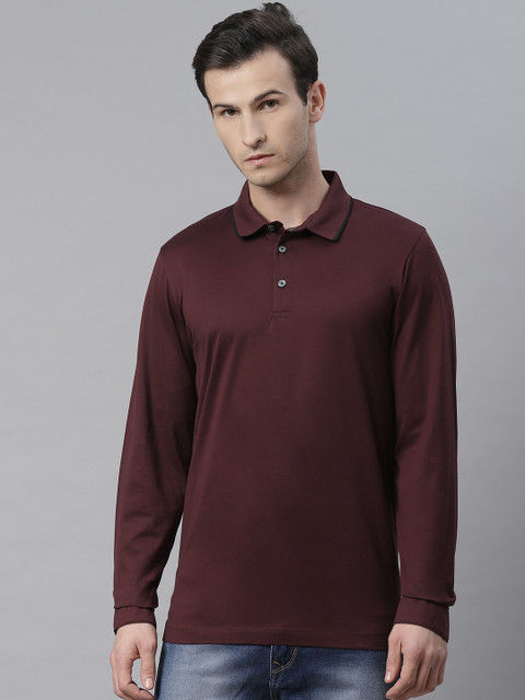 

Marks & Spencer Men Burgundy Supima Cotton Solid Polo Collar T-shirt